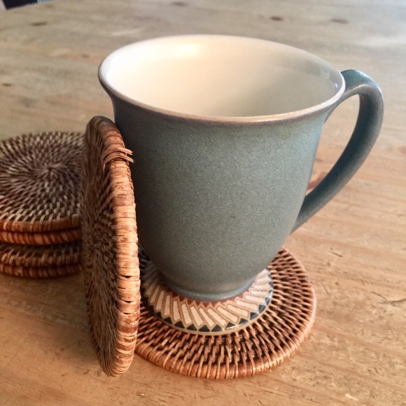 ➰ʜᴘ➰ Vintage Wicker Coasters Set of 4 - Picture 3 of 4